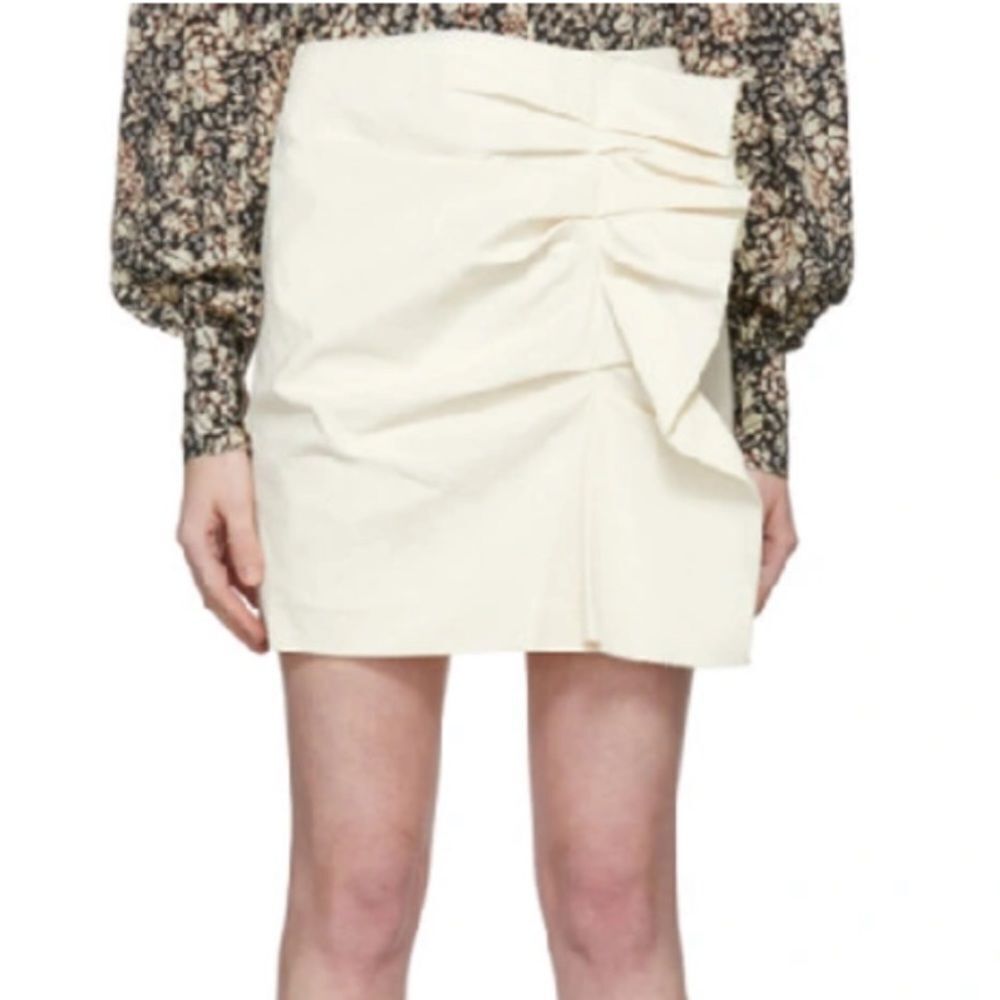 ISABEL MARANT LEFLY RUFFLED COTTON BLEND MINI SKIRT CREAM SIZE 42 XL